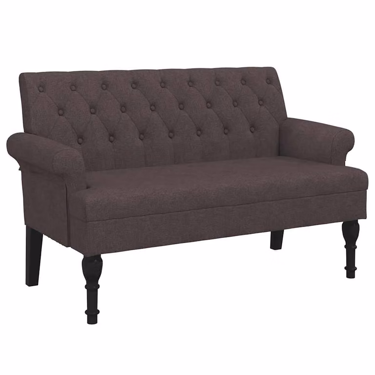 vidaXL Banco con respaldo de tela marrón oscuro An/P/Al: 120 x 62 x 75,5 cm