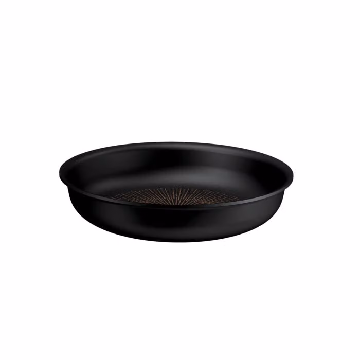Sartén Tefal Ingenio Excellence+ de 22 cm con revestimiento antiadherente, mango extraíble y diseño apilable, compatible con inducción, color negro