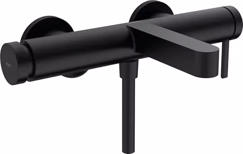 Mezclador monomando de bañera visto Hansgrohe Finoris con set de ducha, negro mate