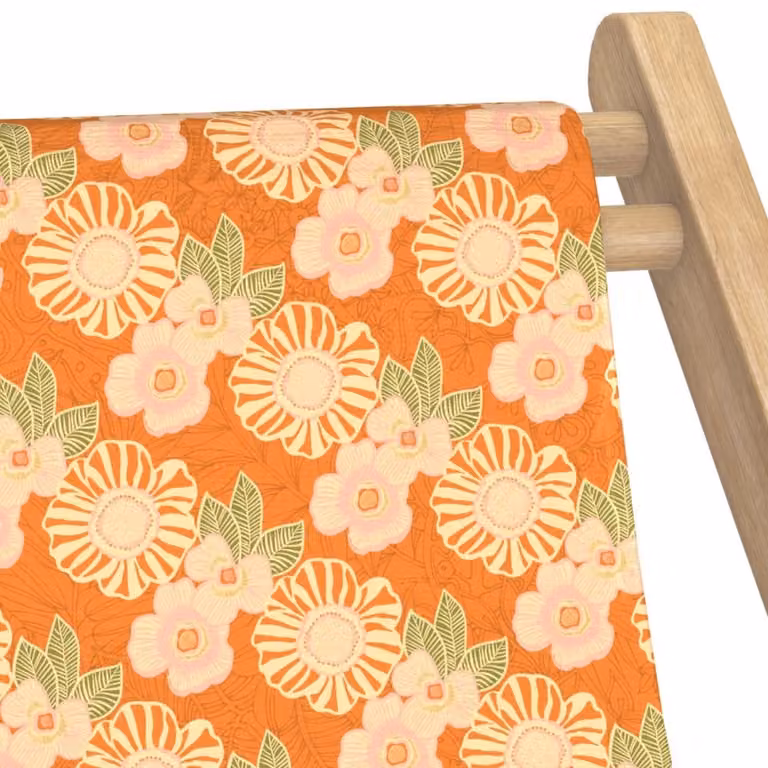Tela intercambiable para taburete Vent de Bohème con estampado floral naranja en poliéster