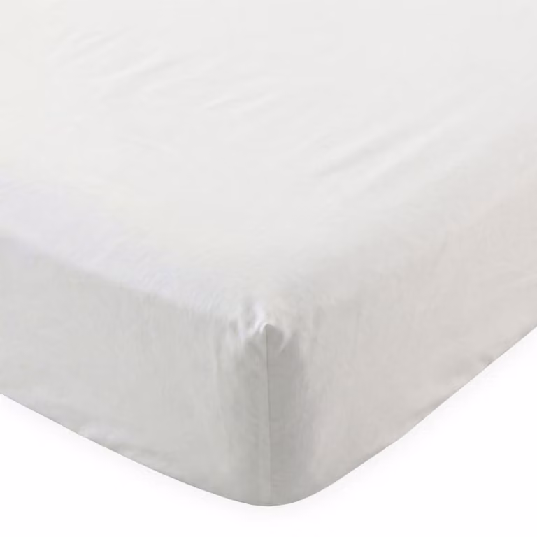 Bajera de percal Basic en algodón blanco de 90 x 200 x 32 cm