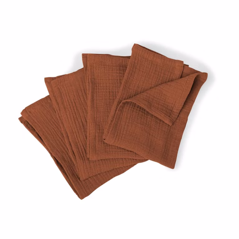 Pack de 4 servilletas de algodón Febronie en color rojo toscano, An/An: 40 x 40 cm