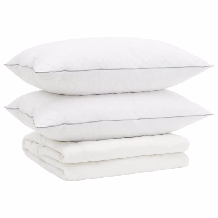 Juego de edredón y almohadas vidaXL FULDA de 3 piezas, 90% plumón de ganso, color blanco, An/P: 140 x 220 cm