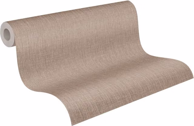 Papel pintado liso efecto lino beige A.S. Création An/Al: 53 cm x 10,05 m