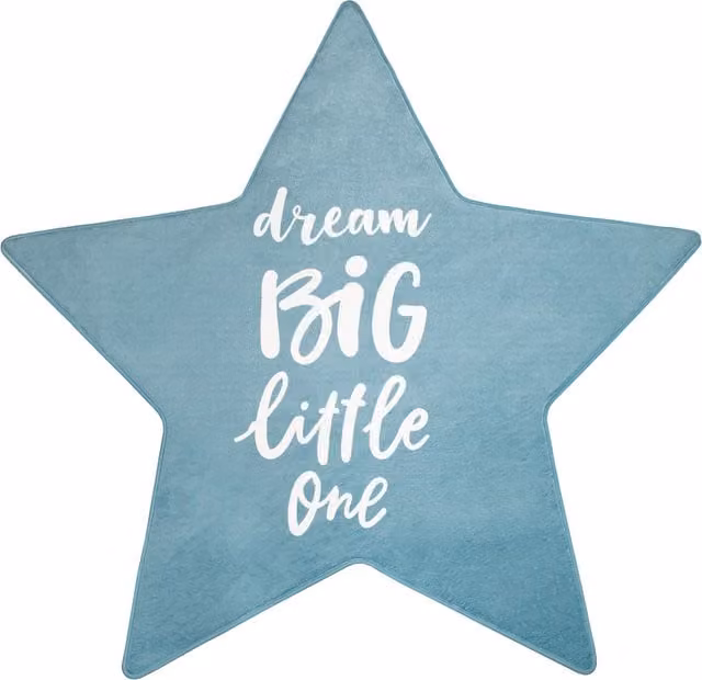 Alfombra infantil lavable Chiko azul con forma de estrella de 80 cm