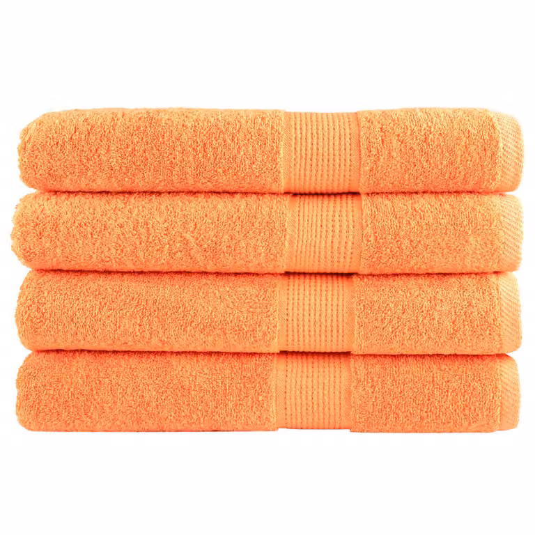 Set de 4 toallas premium vidaXL SOLUND de algodón naranja, 100 x 200 cm, 600 gsm