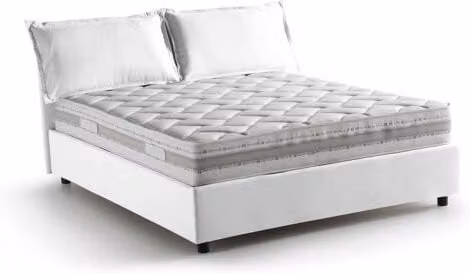 Cama de matrimonio Dcarrar con base abatible y estructura tapizada en color blanco, An/P/Al: 160 x 200 x 95 cm