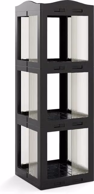 Estantería giratoria de esquina NORTHIX de 3 niveles en color negro para salón