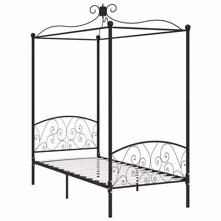 Estructura de cama con dosel vidaXL de metal negro An/P/Al: 100 x 200 x 227 cm