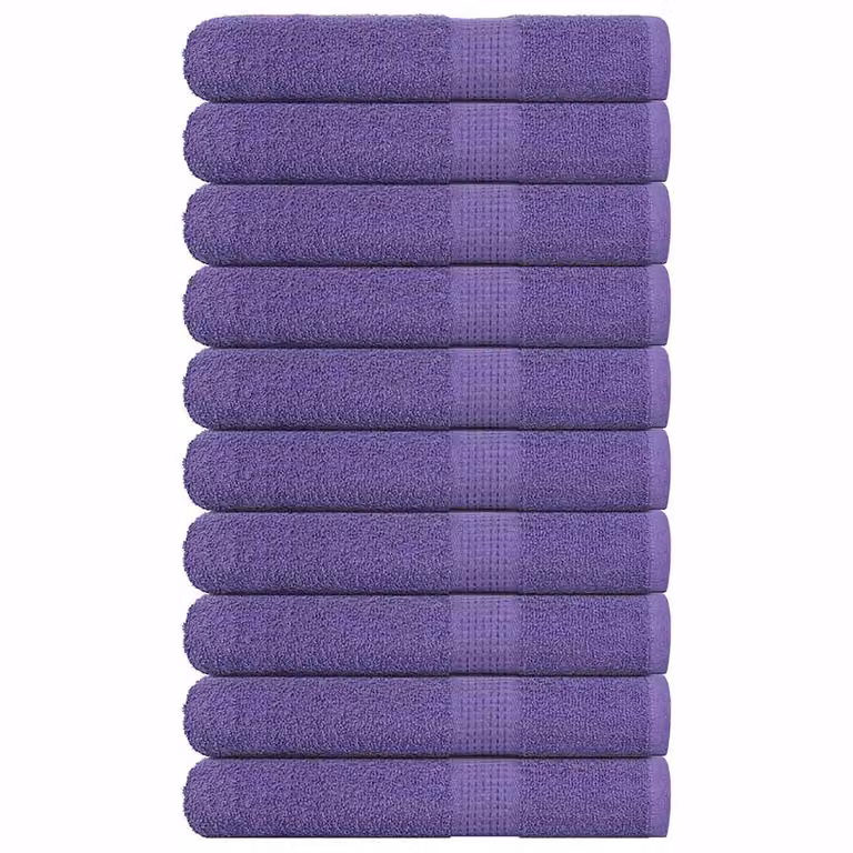 Pack de 10 toallas de algodón FROGN vidaXL color morado, An/Al: 100 x 200 cm, 360 g/m²