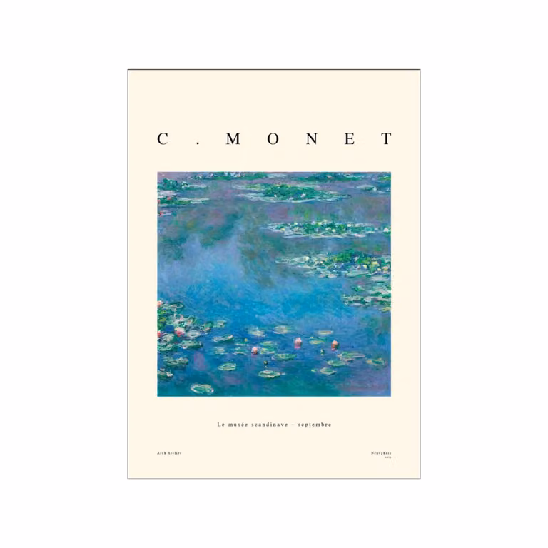 Póster de papel Claude Monet Nénuphars multicolor con diseño floral y botánico, An: 70 cm, Al: 100 cm