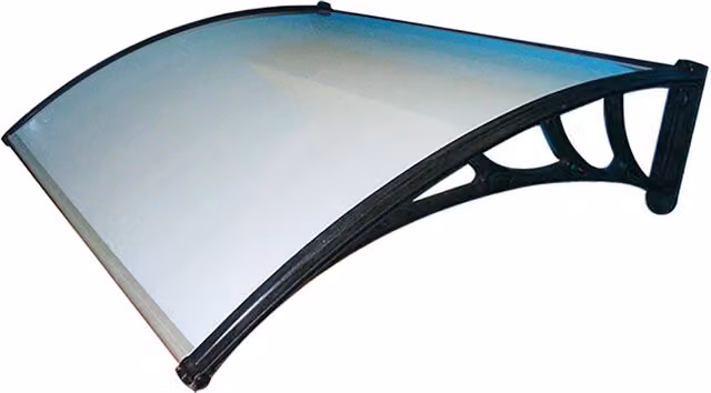 Toldo exterior transparente Kasart de policarbonato con diseño curvo y montaje en pared An/P: 150 x 100 cm