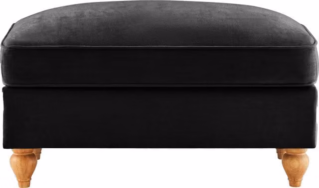 Taburete Windsor de chenilla negro KELLANY con estructura de madera y estilo mid-century