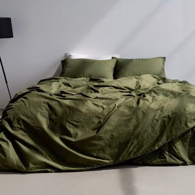 Funda nórdica Basic de algodón color verde oliva de 220 x 220 cm