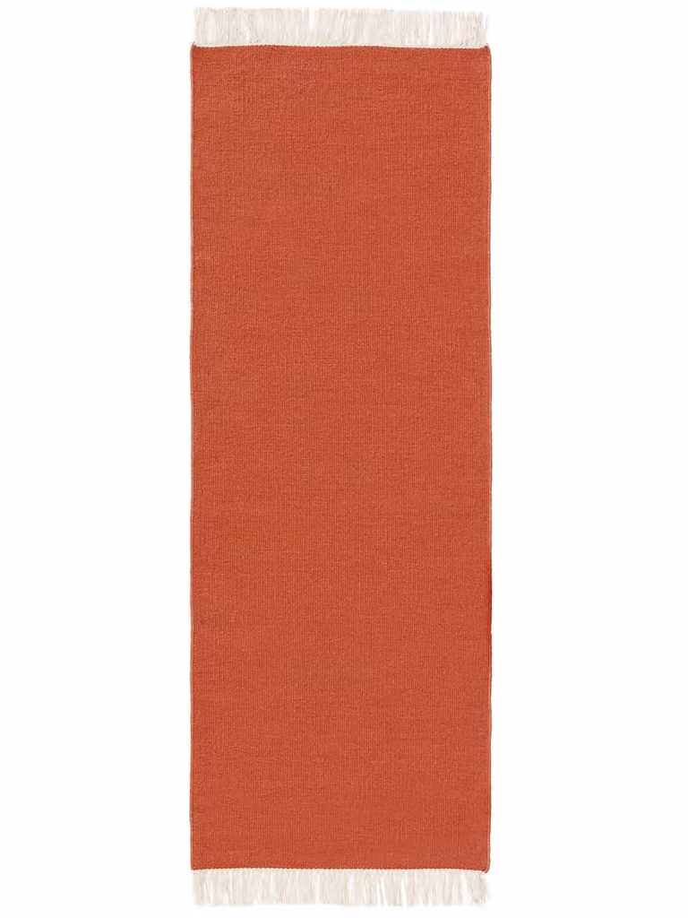 Alfombra rectangular de lana y algodón Benuta color naranja con flecos An/P: 80 x 250 cm