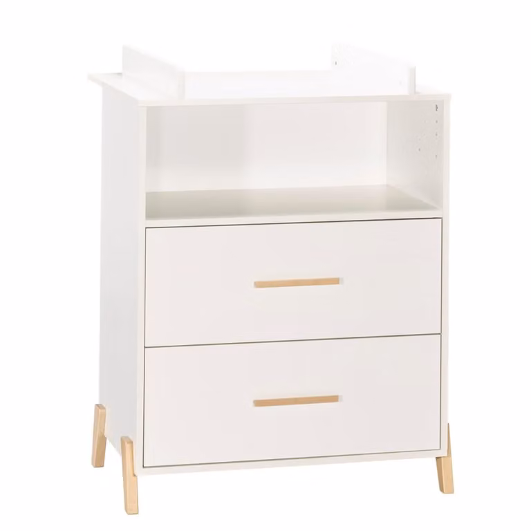 Cambiador para bebés con patas de madera de haya blanca y superficie de MDF con almohadilla extraíble An/P/Al: 76 x 66 x 76 cm