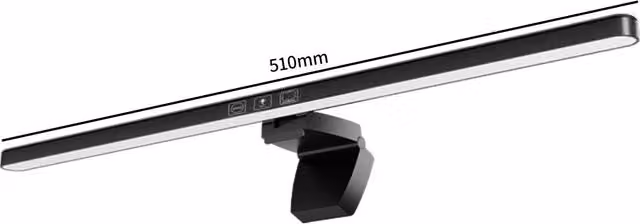 Barra de luz para monitor con clip negra, regulable por USB con control táctil, intensidad y temperatura de color ajustables