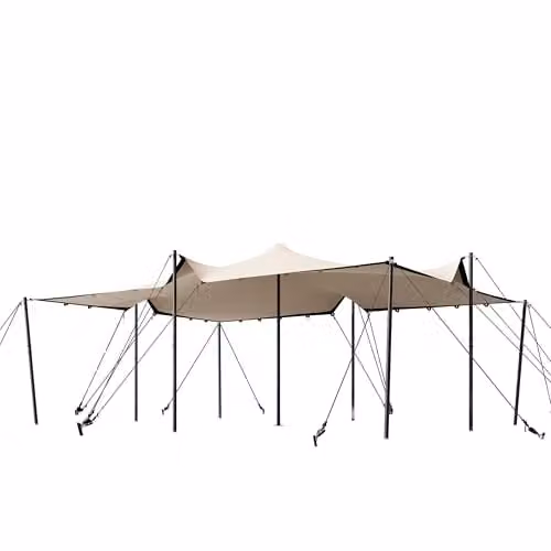Tienda Stretch Professional TOOLPORT de 4,5x6 m con estructura de aluminio y lona de PVC impermeable en color beige o arena