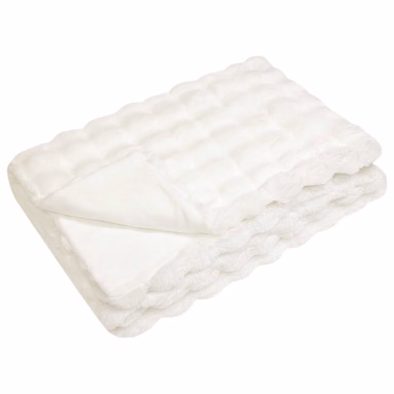 Manta antideslizante de pelo sintético de conejo vidaXL Olite, color blanco
