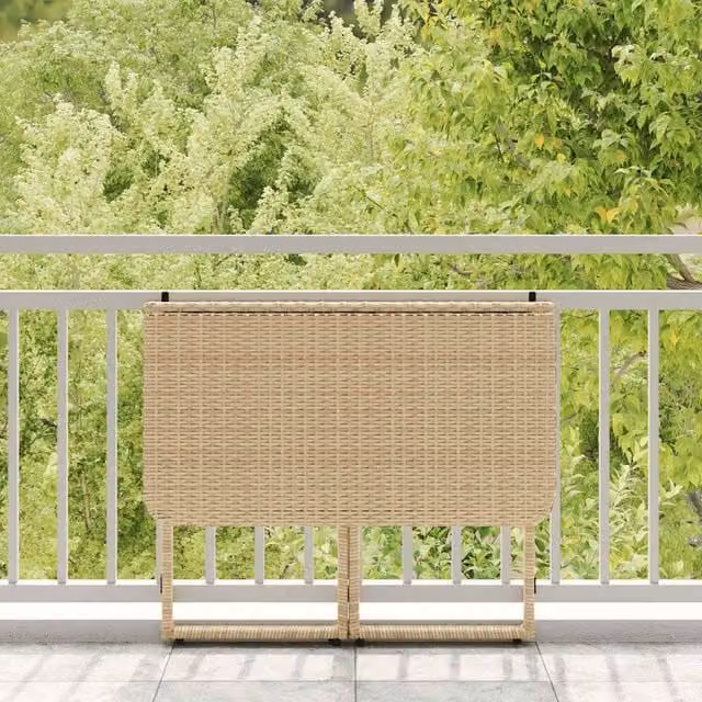 Mesa de jardín plegable SYFAX de ratán sintético beige An/P/Al: 90 x 51 x 75 cm