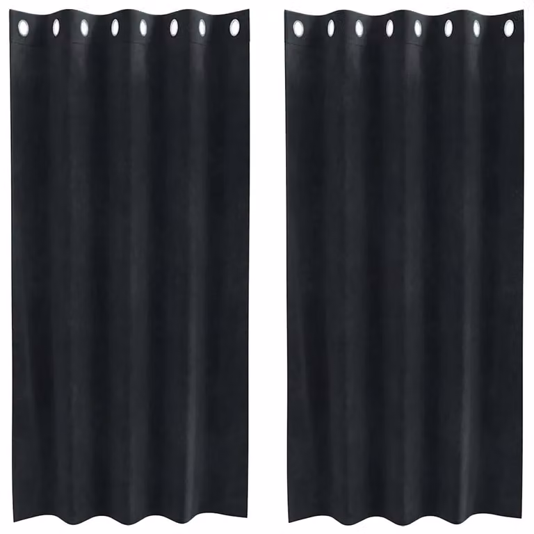 Set de 2 cortinas blackout de terciopelo vidaXL en color negro, An/Al: 140 x 175 cm