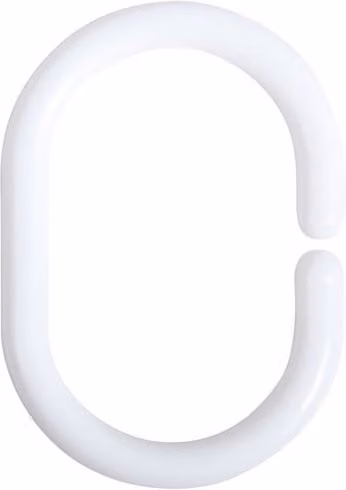 Anillos de plástico para cortina de ducha MSV en color blanco, paquete de 12 unidades