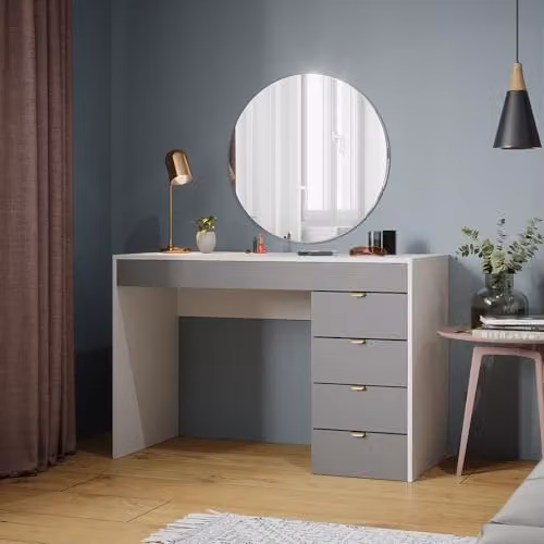 Tocador Vicco Elise moderno en blanco y gris con Ancho: 115 cm