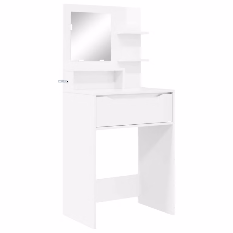 Mesa de tocador moderna vidaXL para dormitorio en blanco brillante