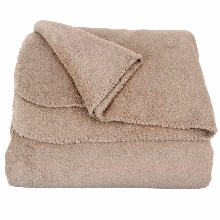 Manta de polar fluffy de poliéster reciclado Maison du Monde, color beige, An x P: 150 x 230 cm