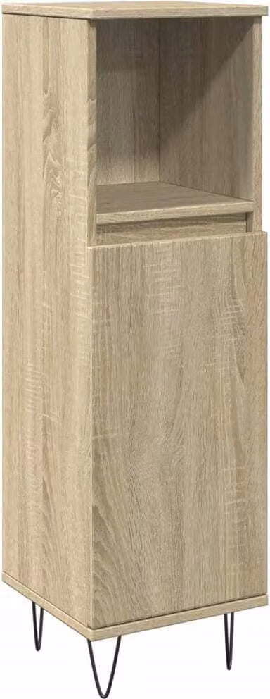 Armario de baño Syfax de madera en color roble con acabado mate, diseño moderno y montaje de pared, An: 30 cm, P: 30 cm, Al: 100 cm