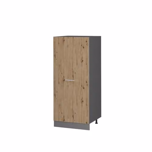 Armario alto de cocina Vicco R-Line en roble y antracita con puertas batientes, An: 60 cm, Al: 143 cm, P: 57,2 cm