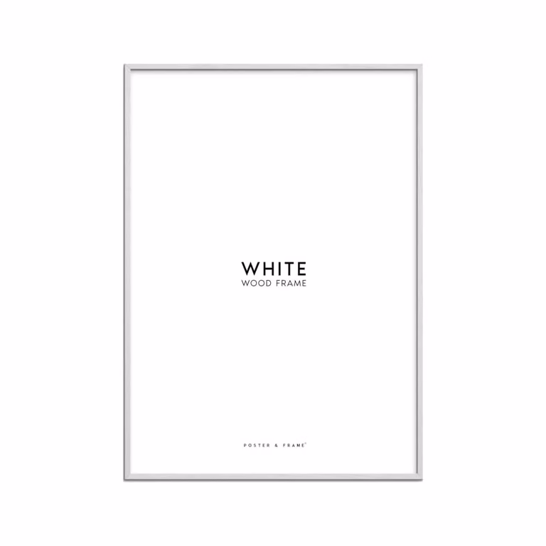 Marco de madera blanco con póster y acrílico tamaño A1 de diseño moderno para colgar en la pared