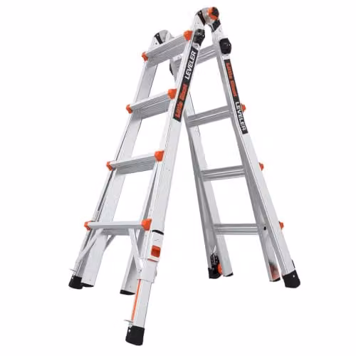 Escalera multiuso Little Giant Leveler de 4 a 7 peldaños en color plata, rojo y negro