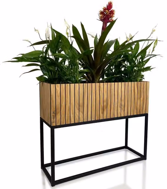 Soporte para flores Fiorino tipo Loft de Flexistyle en color marrón y acabado de roble, An/P/Al: 62 x 22 x 50 cm