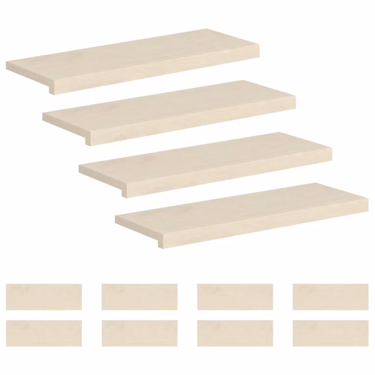 Set de 12 peldaños autoadhesivos vidaXL en color blanco y madera de roble, An/P/Al: 70 x 30 x 2 cm
