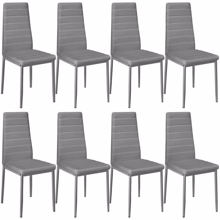 Set de 8 sillas de comedor TecTake acolchadas en polipiel gris, An/P/Al: 41 x 45 x 98.5 cm