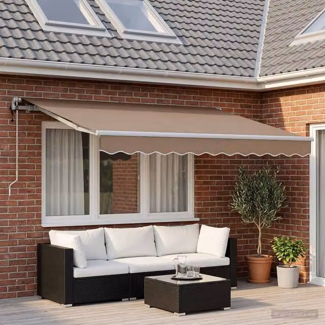 Toldo retráctil Maison Exclusive de aluminio y poliéster en color gris topo, An/P/Al: 400 x 350 cm