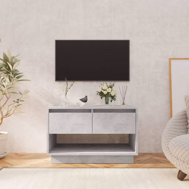 Mueble para TV Maison Exclusive de madera MDF en color gris hormigón, An/P/Al: 70 x 41 x 44 cm