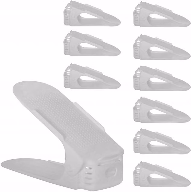 Pack de 10 organizadores SPRINGOS de plástico gris para calzado y estantes de armario