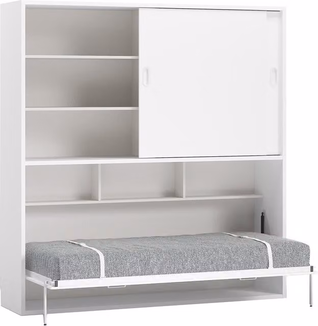 Cama individual abatible horizontal Noel de El Corte Inglés con armario de puertas correderas en color blanco