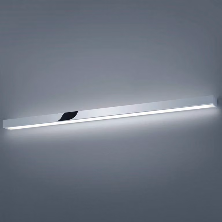 Aplique de pared LED Helestra Theia para baño en color cromo y plata con acabado moderno
