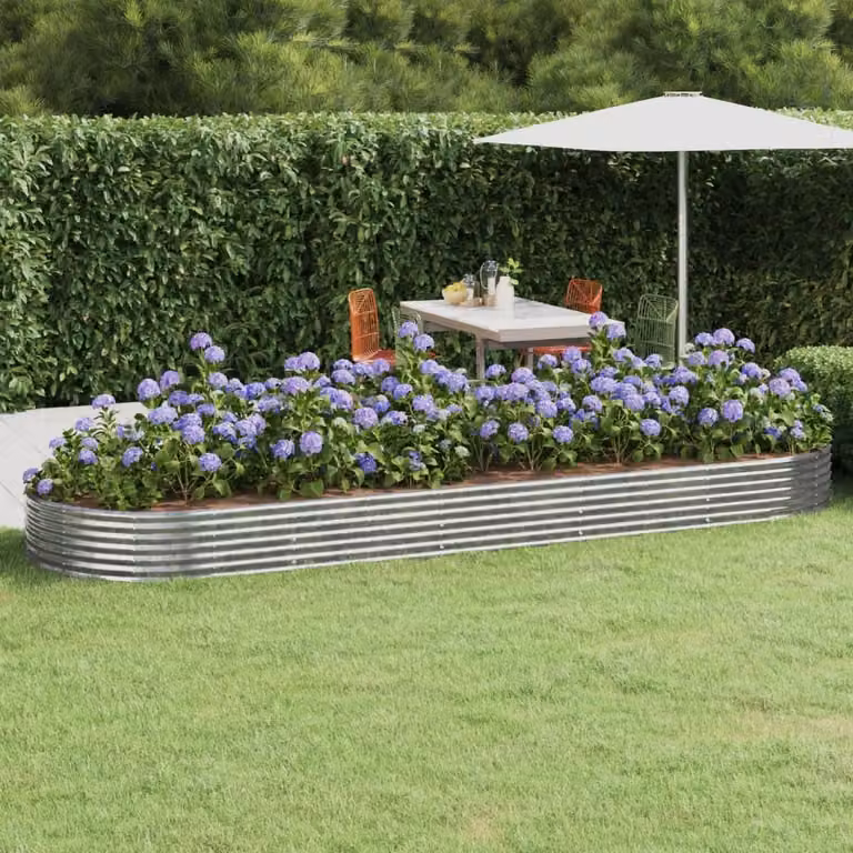 Jardinera arriate Syfax de acero galvanizado color plata, An/P/Al: 450 x 140 x 36 cm