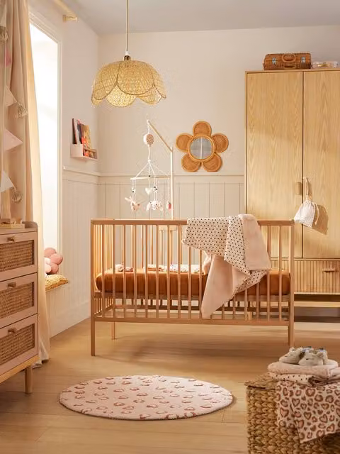 Cuna Cocoon de Vertbaudet en madera de haya lacada color marrón para bebés An/P/Al: 124 x 65 x 85 cm