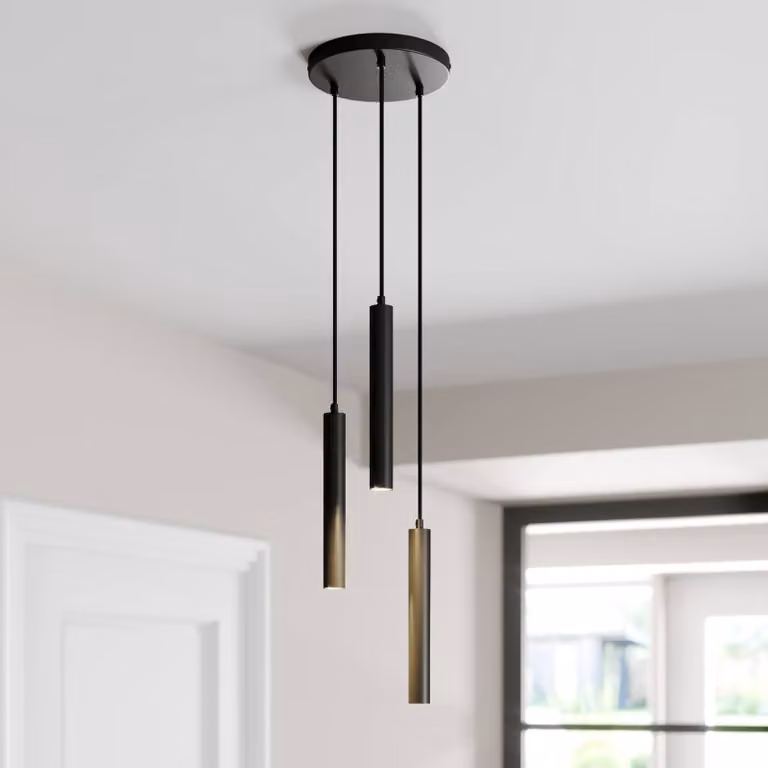 Lámpara colgante LED Arcchio de aluminio negro para salón o comedor con diseño moderno