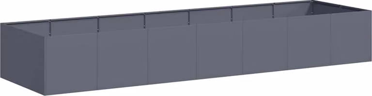 Jardinera Syfax de acero en gris antracita, An/P/Al: 280 x 80 x 40 cm