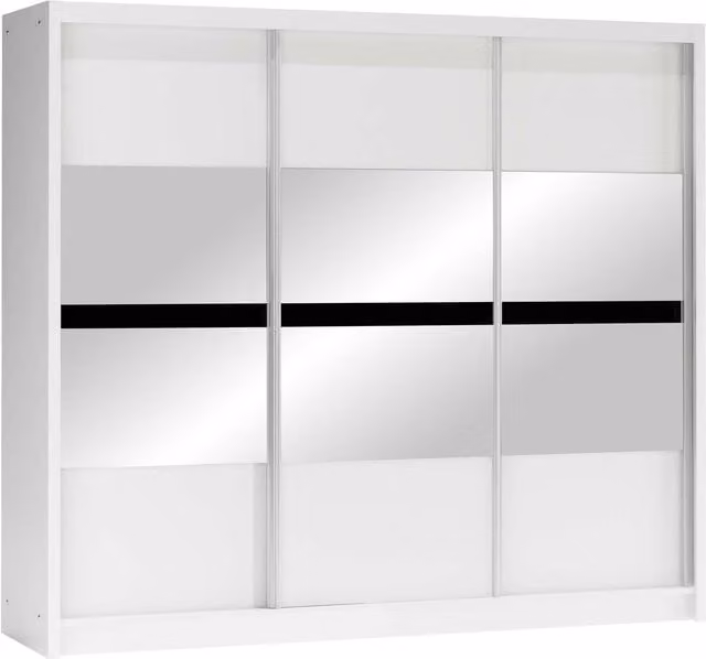Armario Honolulu 234 de MOBILIER1 con puertas correderas en color blanco y negro, An/P/Al: 250 x 61 x 215 cm