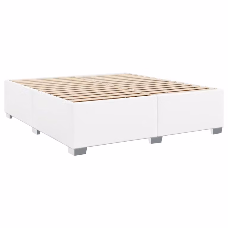 Estructura de cama tapizada vidaXL en cuero sintético blanco de 200 x 200 cm