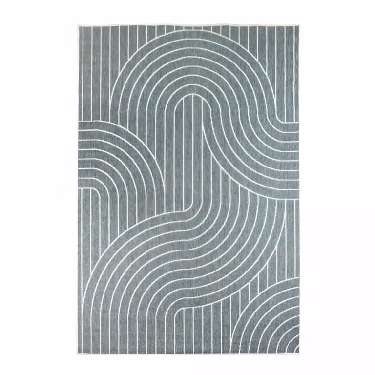 Alfombra de terraza exterior kilim reversible Un amour de tapis verde, An/P: 200 x 290 cm