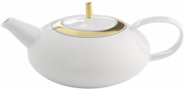 Tetera Domo Gold de porcelana blanca de Vista Alegre