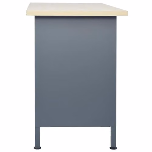 Banco de trabajo para taller y garaje con altura ajustable de Helloshop26 en acero y madera, color negro y gris